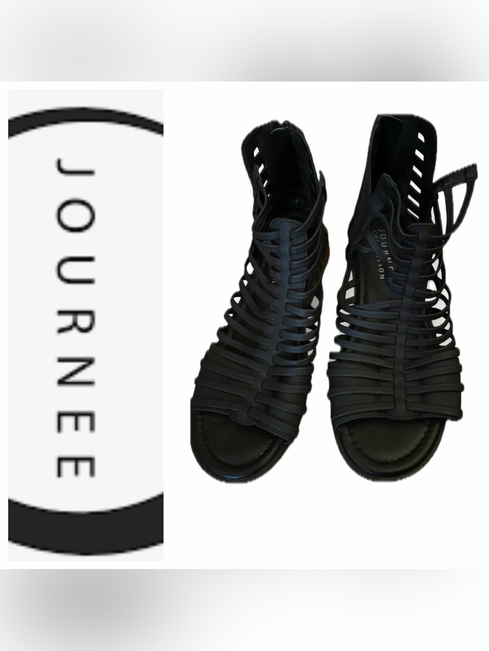 Journee Collection Black Strappy Gladiator Sandals 🖤